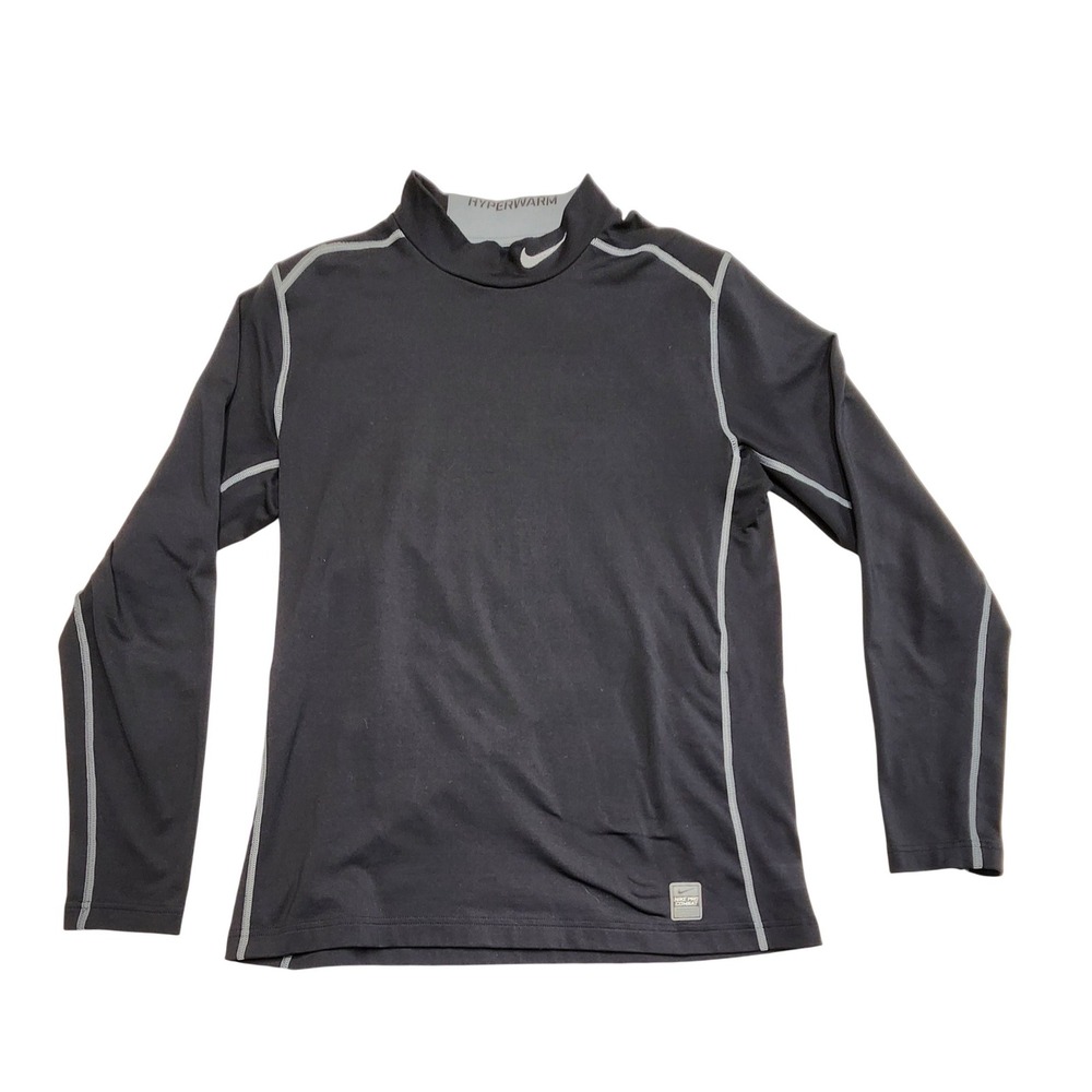 Nike Pro Combat Hyperwarm Dri-FIT Mock Neck Base Layer Shirt Black Mens Large